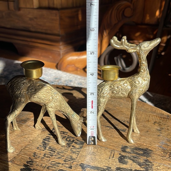 COPY - Pr. of Vintage Solid Brass Deer Figurines, Deer Figurines, Reindeer Figu… - Picture 5 of 6